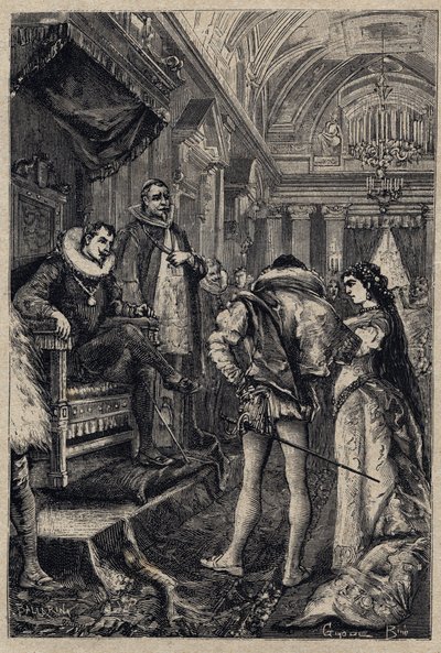 Die Hochzeit von Giulia Farnese mit Orsino Orsini im Haus von Rodrigo Borgia 1489 - Gravur aus 