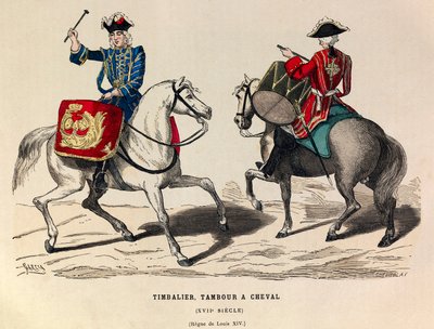 Timbalier und Trommler reiten unter König Ludwig XIV. im 17. Jahrhundert - Private Sammlung von Anonymous Anonymous