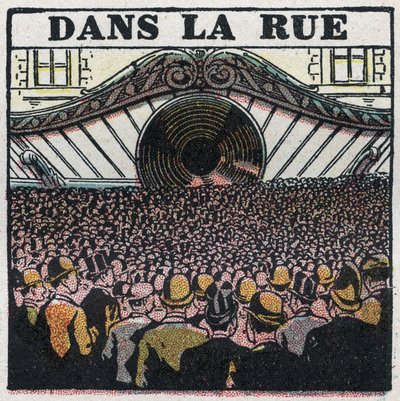Drahtlose Telefonie: in der Stadt. Anonyme Illustration von 1925. Private Sammlung. von Anonymous Anonymous