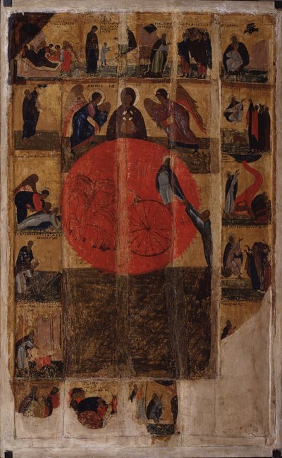 Der Prophet Elija mit Szenen aus seinem Leben, Ende des 14. Jahrhunderts von Anonymous Russian icon painter