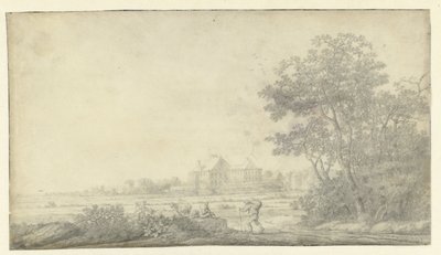 Ansicht von Huis ter Nieuburch, Rijswijk, von Osten gesehen von Anthonie Jansz. van der Croos