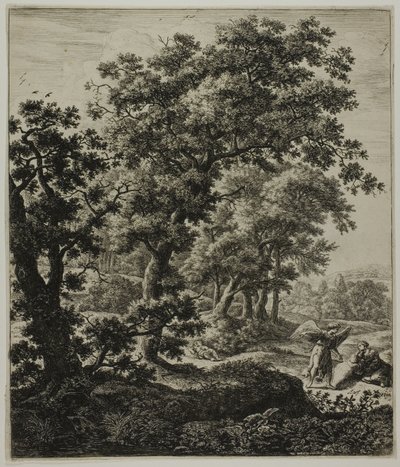 Hagar wird vom Engel getröstet, aus Sechs große aufrechte Landschaften mit Szenen aus dem Alten Testament von Anthonie Waterloo