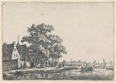 Friedhof am Ufer des Wassers (Nr. 2 aus einer Serie von 12 Drucken) von Anthonie Waterloo