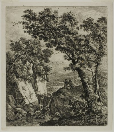 Tobias und der Engel, aus sechs Landschaftsmotiven aus dem Alten Testament von Anthonie Waterloo