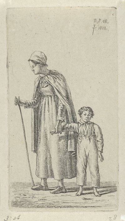 Mutter mit Kind auf dem Arm (12 Studienfiguren) von Anthonie Willem Hendrik Nolthenius de Man