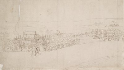Panorama von London, gesehen von Southwark: Westminster, 1554 von Anthonis van den Wyngaerde