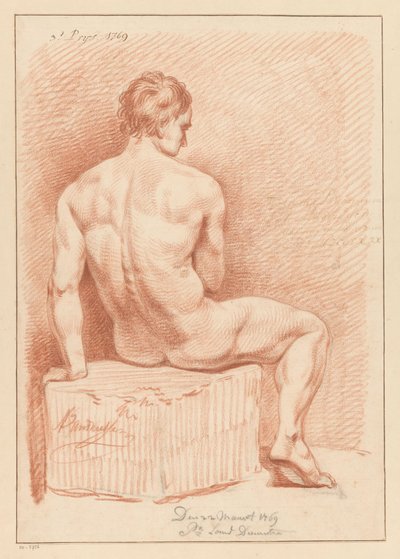 Sitzender männlicher Akt, von hinten gesehen (3. Preis 1769) von Anthony Andriessen