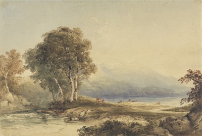 Gebirgige Landschaft mit See und Bach von Anthony Vandyke Copley Fielding