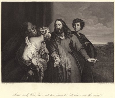 Jesus sagte, wurden nicht zehn gereinigt? Wo sind die neun? (Gravur) von Anthony van (after) Dyck