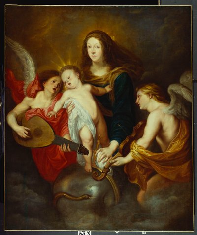 Die Jungfrau und das Kind, triumphierend über die Sünde, mit zwei musizierenden Engeln von Anthony van Dyck