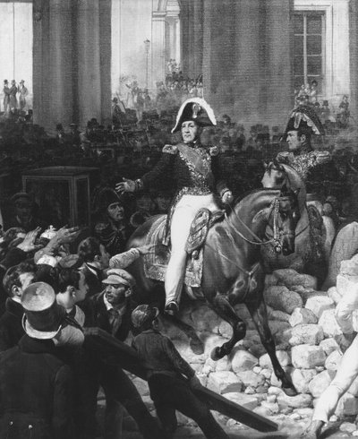 Der Herzog von Orleans verlässt den Palais-Royal und geht am 31. Juli 1830 zum Hôtel de Ville, 1832 (Detail) von Antoine Charles Horace Vernet