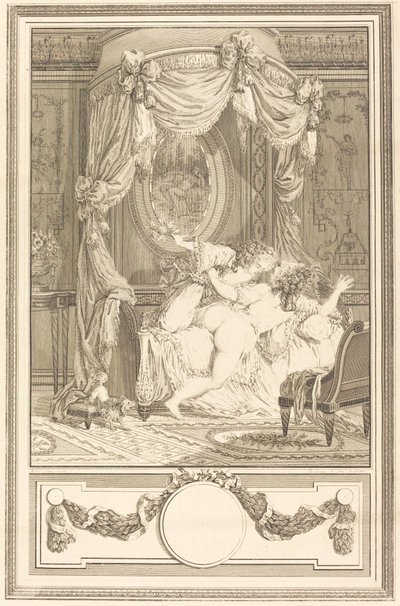 Die Tracht Prügel mit Rosen von Antoine Cosme Giraud after Antoine Borel