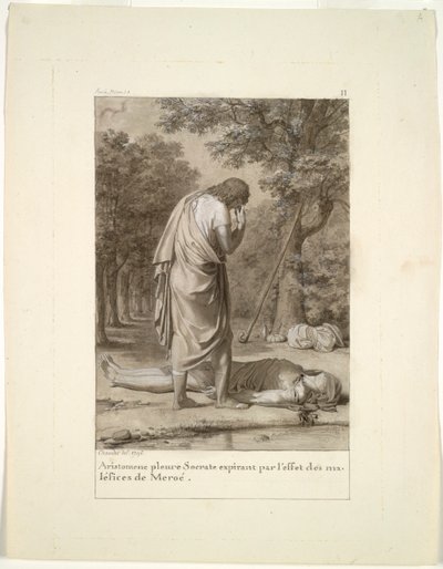 Aristomenes trauert um den Tod von Sokrates durch die Verzauberung von Meroë (aus Buch 1 von Apuleius, "Der goldene Esel") von Antoine Denis Chaudet
