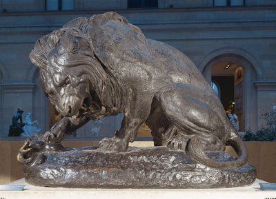 Löwe mit einer Schlange von Antoine Louis Barye