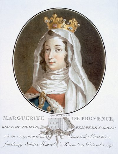 Margarete von der Provence, aus Portraits des grands hommes, femmes illustres, et sujets mémorables de France, graviert und in Farben gedruckt, veröffentlicht von Pierre Blin, 1786-92, Paris von Antoine Louis Francois Sergent Marceau