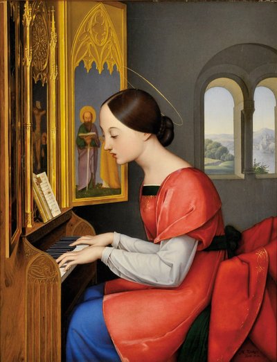 Heilige Cäcilia von Rom spielt die Orgel - Gemälde von Anton Josef Dräger (1794-1833) von Anton Josef Dräger
