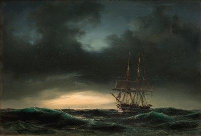Eine dänische Korvette auf hoher See nach einem Sturm von Anton Melbye