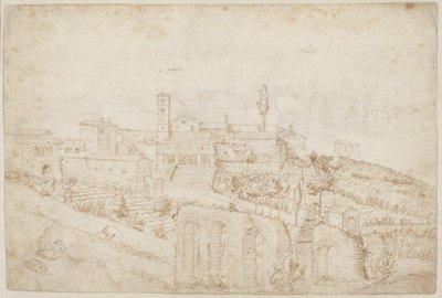 Die Kirche S. Gregorio Magno auf dem Caelius (verso) von Antonie van den Wyngaerde
