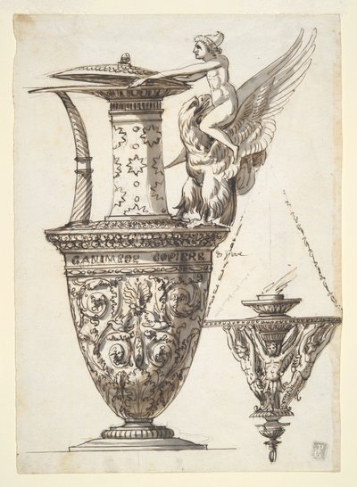 Entwurf für einen aufwendigen Krug und Kronleuchter von Antonio Basoli
