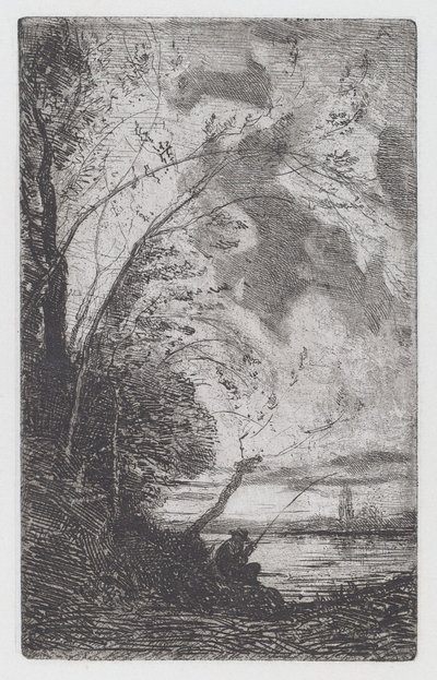 Fischer am Seeufer [Pescatore sulla riva del lago] von Antonio Fontanesi
