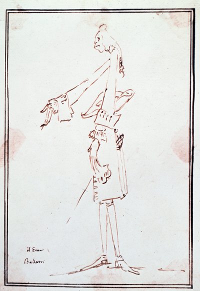 Porträt von Filippo Balatri (1676-1756), italienischer Kastrat. Karikatur von Anton Maria Zanetti (1679-1767). 18. Jahrhundert Private Sammlung von Antonio Maria Zanetti