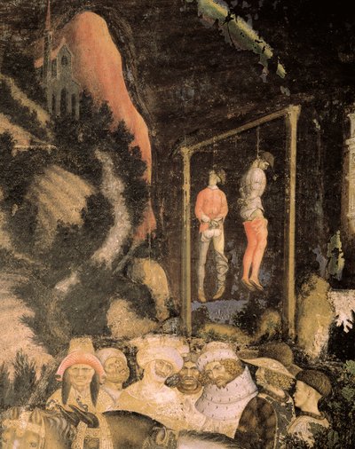 Die Gehängten (Detail) aus St. Georg und die Prinzessin von Antonio Pisanello