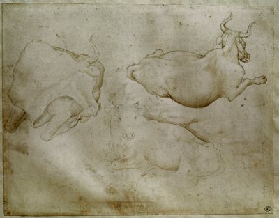 Zwei Kühe und ein Wacholder von Antonio Pisanello