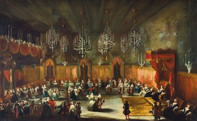 Ball zu Ehren von Anna Maria Luisa de Medici, Kurfürstin der Pfalz, ca. 1718-1719 von Antonio Stom
