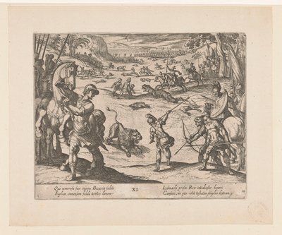 Alexander der Große jagt wilde Tiere in Bazaira (Die Taten von Alexander dem Großen) von Antonio Tempesta
