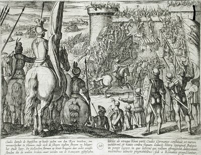 Civilis greift mithilfe beweglicher Holzbrücken eine Festung an von Antonio Tempesta