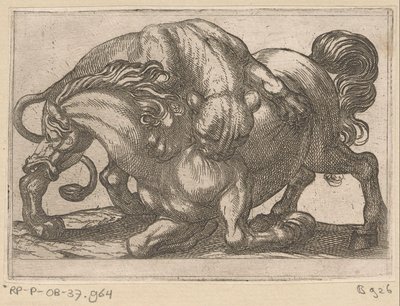 Eine Löwin greift ein Pferd an von Antonio Tempesta