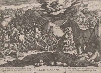 Tafel 21: Der Engel des Herrn besiegt die Armee von Sanherib, ca. 1590-ca. 1610 von Antonio Tempesta