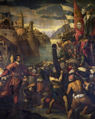 Venezianer und Kreuzfahrer erobern Tyros von Antonio Vassilacchi