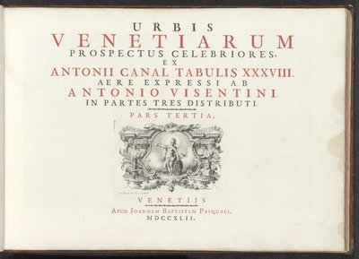 Titelblatt mit einer nackten Frauenfigur mit Schild, Helm und Buch von Antonio Visentini