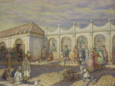 Die Steinbrücke zur Zeit von Peter I., 1901 von Apollinari Mikhailovich Vasnetsov
