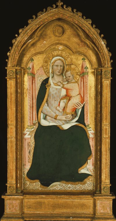 Die Madonna und das Kind auf dem Thron von Aretino Luca Spinello or Spinelli