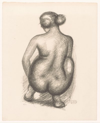 Hockende nackte Frau von hinten gesehen von Aristide Maillol (signed by artist)