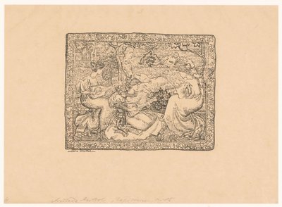 Wandteppich mit vier musizierenden Frauen in Landschaft von Aristide Maillol