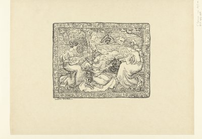 Wandteppich mit vier musizierenden Frauen in der Landschaft von Aristide Maillol