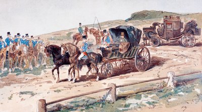 Ein Postillion auf einem Kutschpferd, 19. Jahrhundert, 1886 von Armand Jean Heins