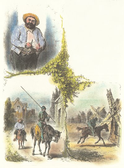 Illustration von Armand-Louis-Henri Telory für die Kinderadaption von Don Quichote von Armand Louis Henri Telory