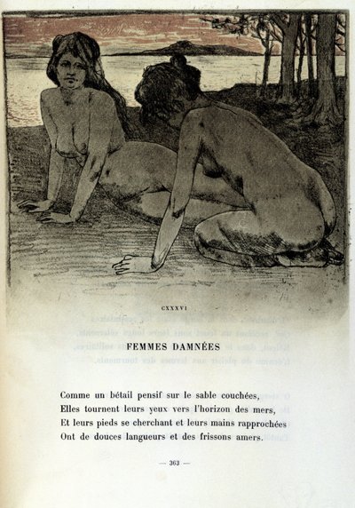 Illustration von Armand Rassenfosse (1862-1934) für das Gedicht „Femmes damnées“ in „Les fleurs du mal“ von Charles Baudelaire (1821-1867) 1899 von Armand Rassenfosse