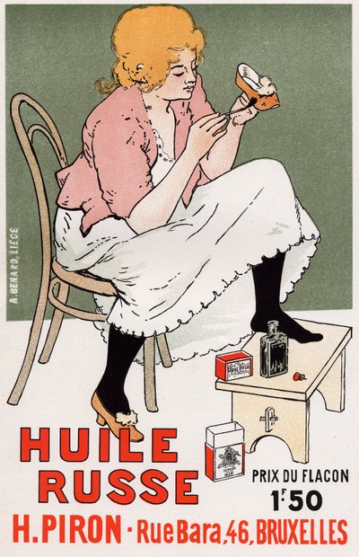 Lifestyle. Mode. Russische Ölmalerei, Schuhreparatur. Plakat von Armand Rassenfosse, Belgien, ca. 1895 von Armand Rassenfosse