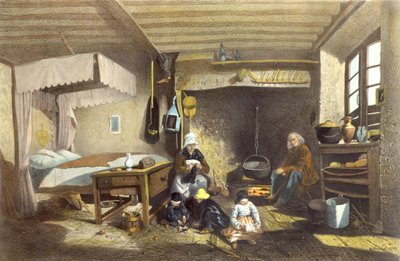 Innenansicht eines Hauses in Royat von Armand Theophile Cassagne