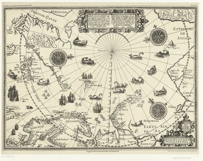 Karte der Länder rund um den Polarkreis mit den drei Reisen der Niederländer, 1598 von Arnaud A.J. Pistoor