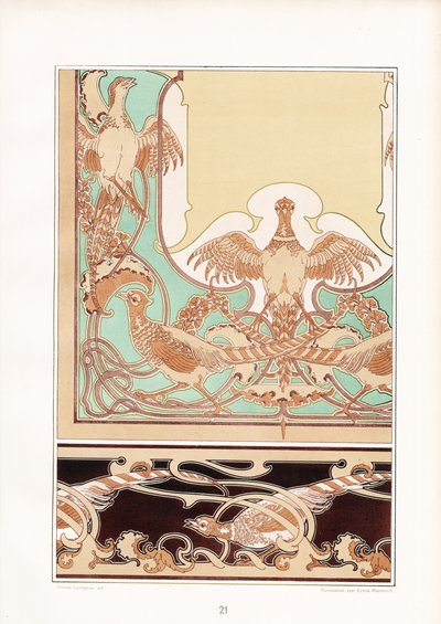 Jugendstil-Ornamentrahmen mit Vogelmotiven von Arnold Lyongrün