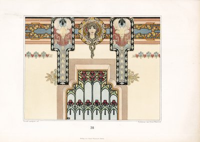 Jugendstil Wanddekoration mit Iris und figuralem Design von Arnold Lyongrün