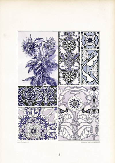 Kornblumen-Ornamentstudien in Blautönen von Arnold Lyongrün