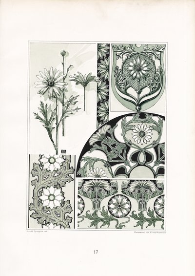 Gänseblümchen-Ornamente in grüner Farbgebung von Arnold Lyongrün