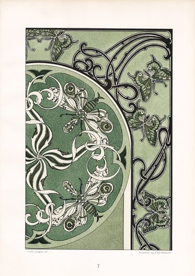 Insektenmotive in grüner Ornamentkomposition von Arnold Lyongrün